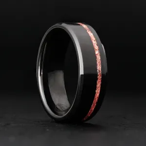Rose Gold Leaf Ring on Black Ceramic | Offset Inlay
