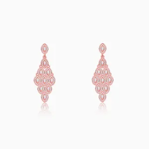 Rose Gold Peacock Feather Danglers Giva