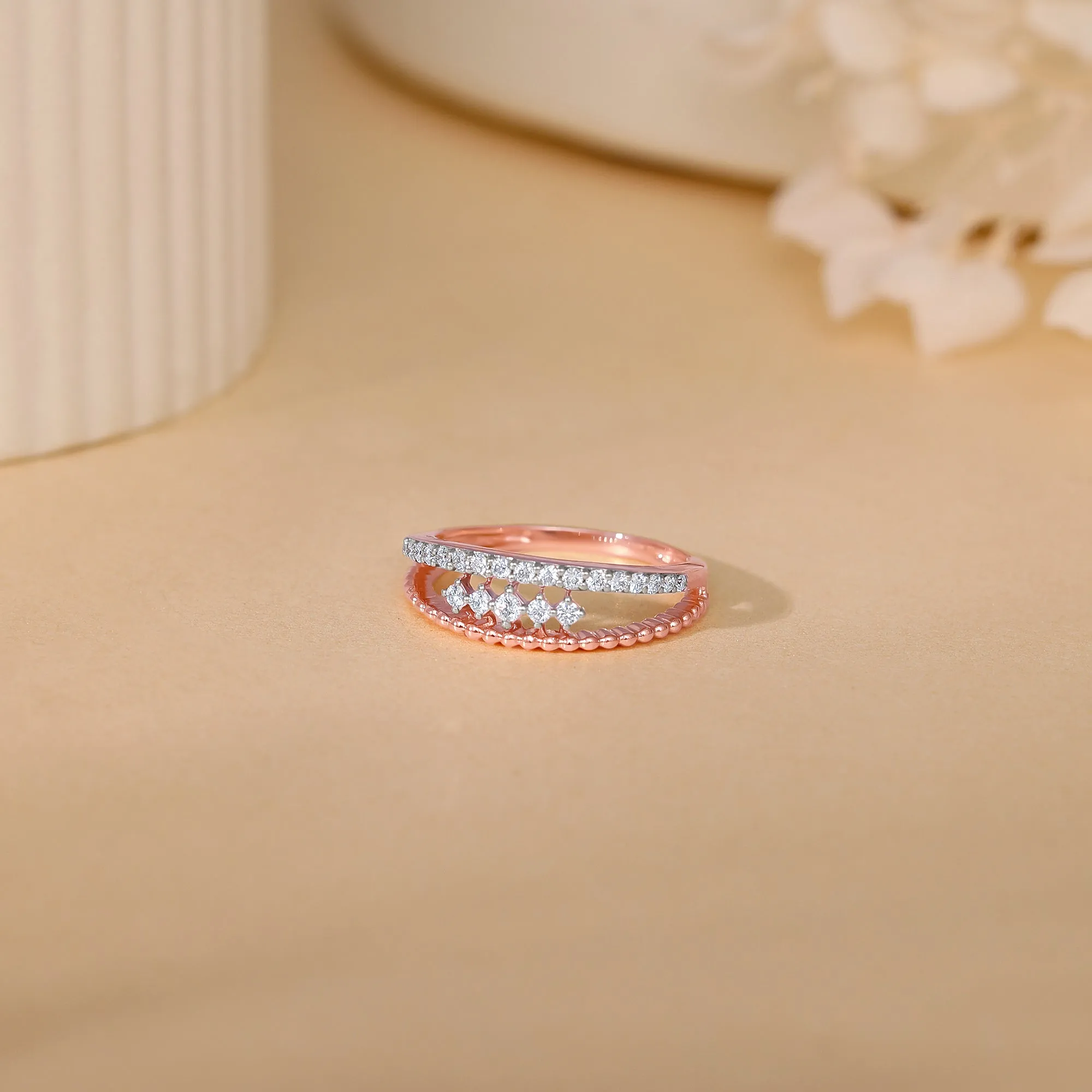 Rose Gold Starlit Halo Diamond Ring Giva