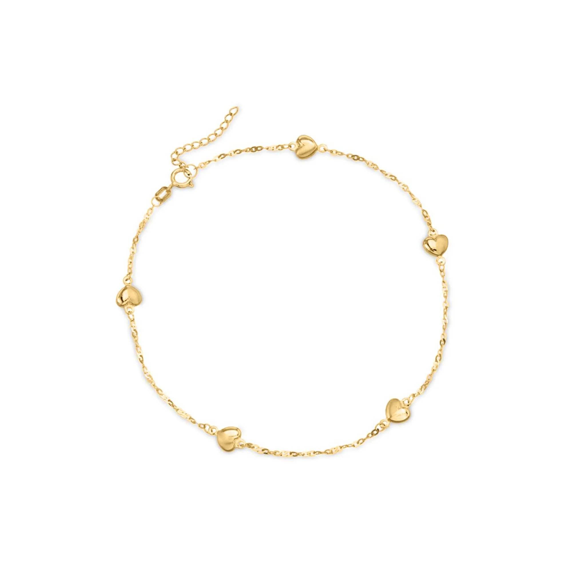 Ross-Simons 14kt Yellow Gold Heart Station Anklet