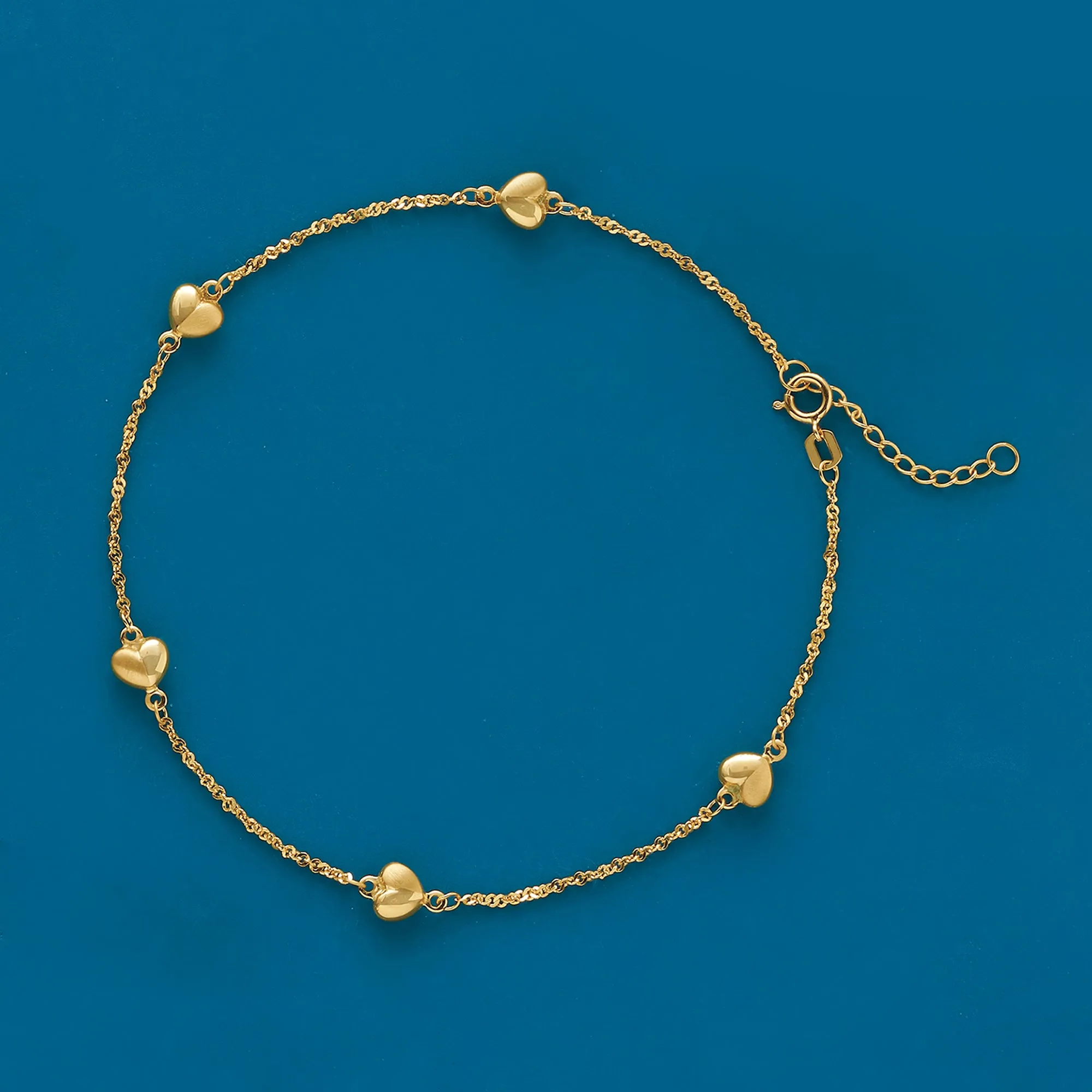 Ross-Simons 14kt Yellow Gold Heart Station Anklet
