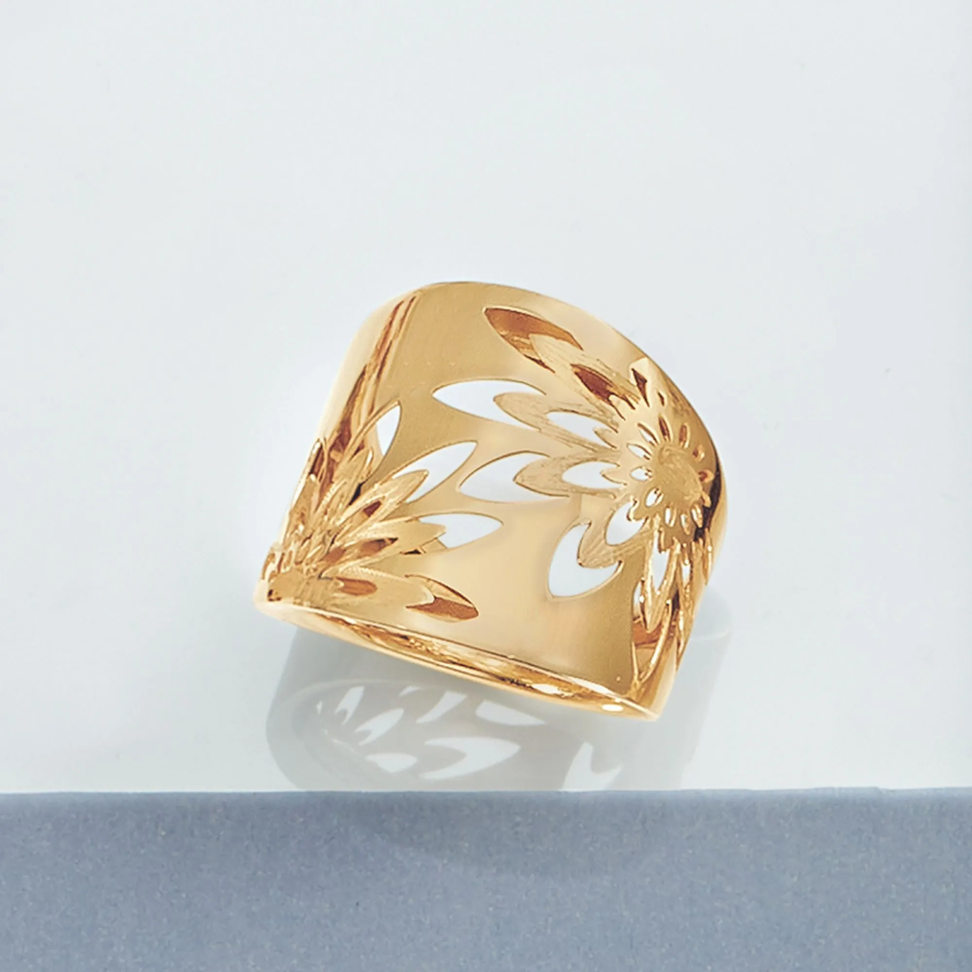 Ross-Simons Italian 14kt Yellow Gold Openwork Floral Ring
