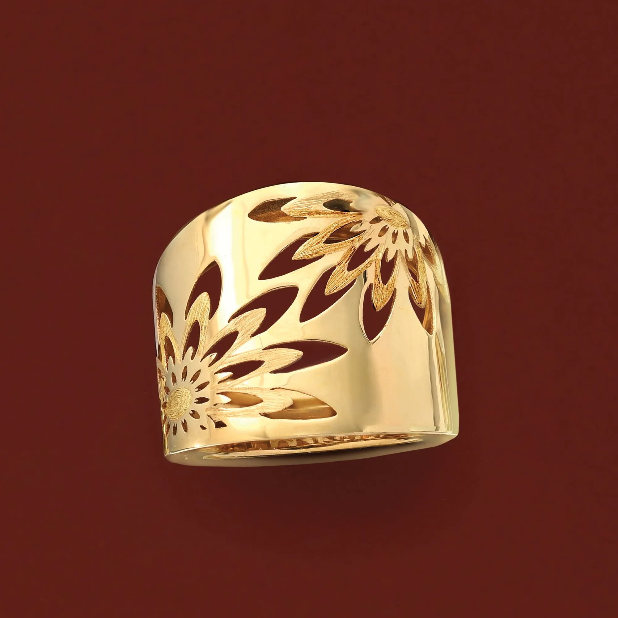 Ross-Simons Italian 14kt Yellow Gold Openwork Floral Ring