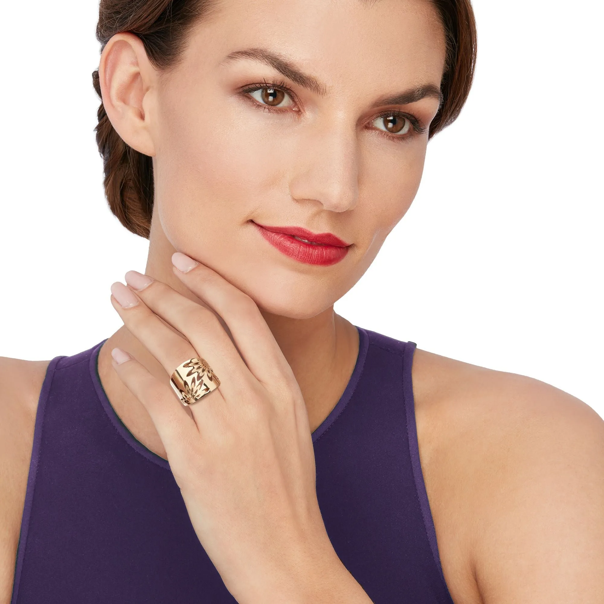 Ross-Simons Italian 14kt Yellow Gold Openwork Floral Ring