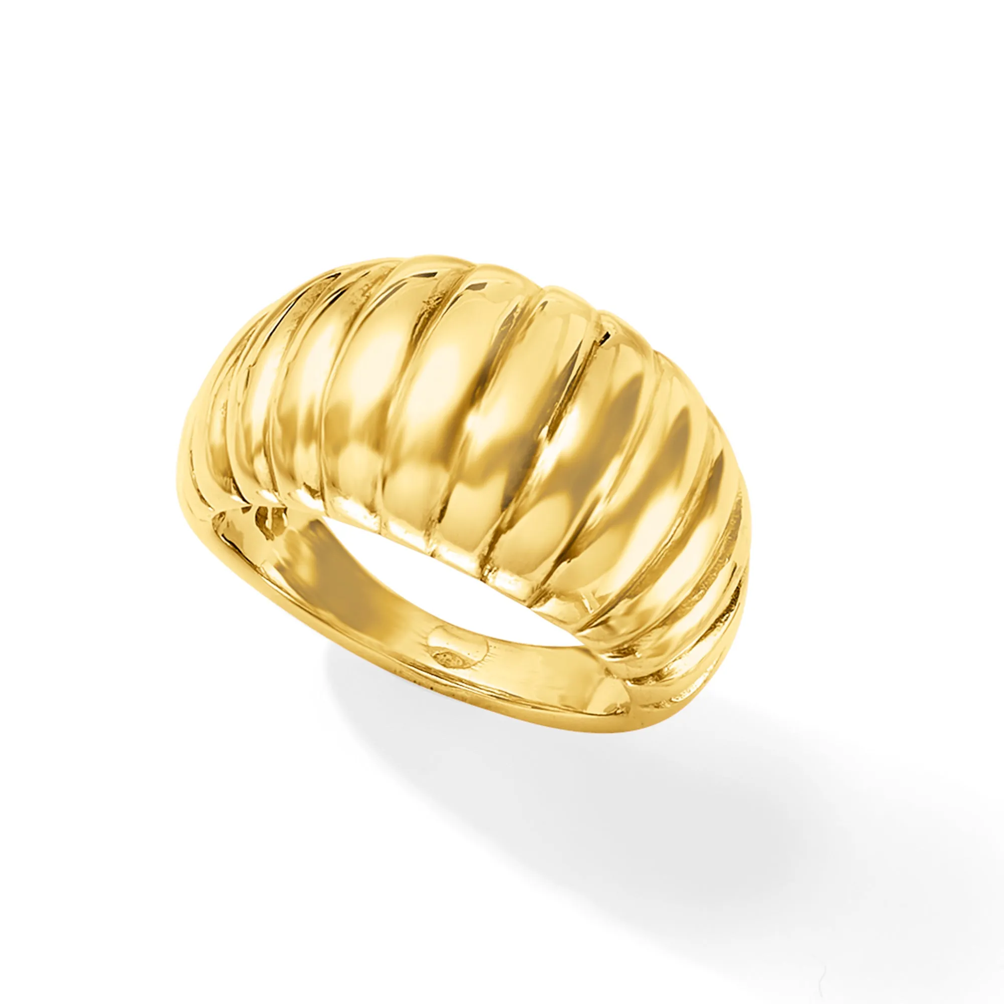 Ross-Simons Italian 18kt Yellow Gold Electroform Ribbed Dome Ring