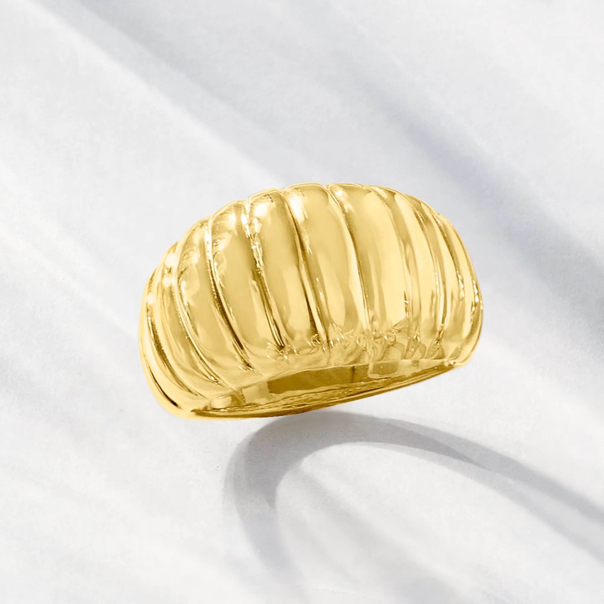 Ross-Simons Italian 18kt Yellow Gold Electroform Ribbed Dome Ring