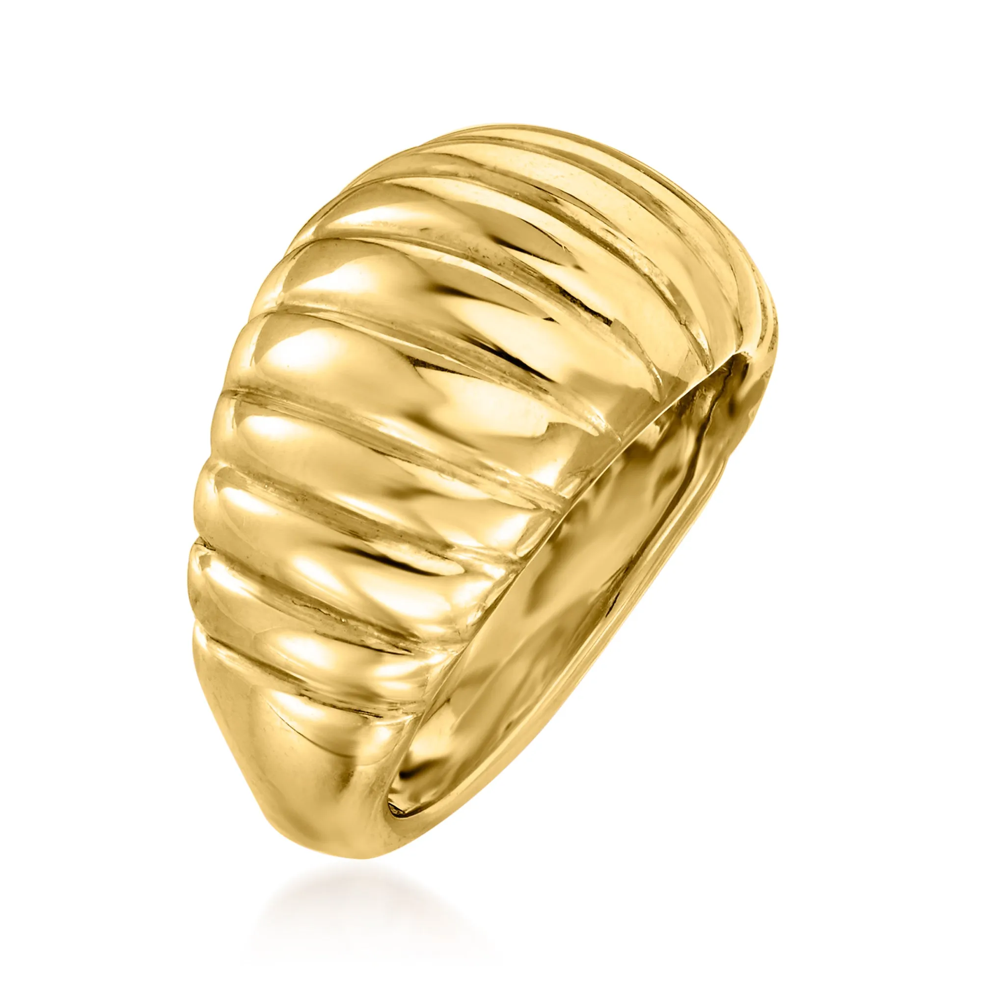 Ross-Simons Italian 18kt Yellow Gold Electroform Ribbed Dome Ring