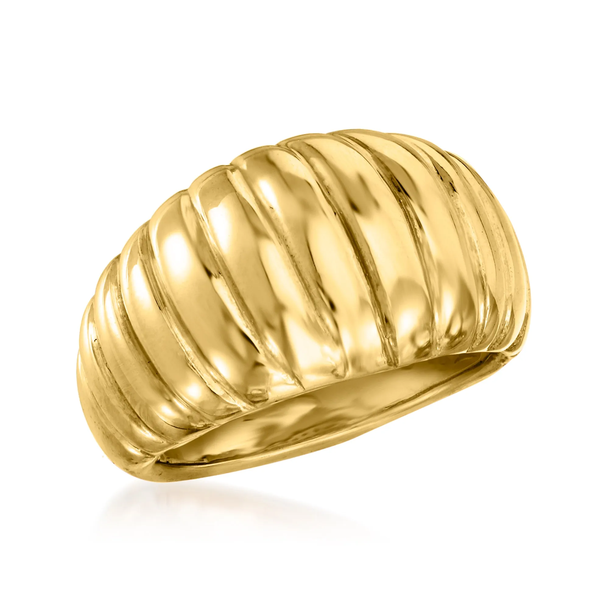 Ross-Simons Italian 18kt Yellow Gold Electroform Ribbed Dome Ring