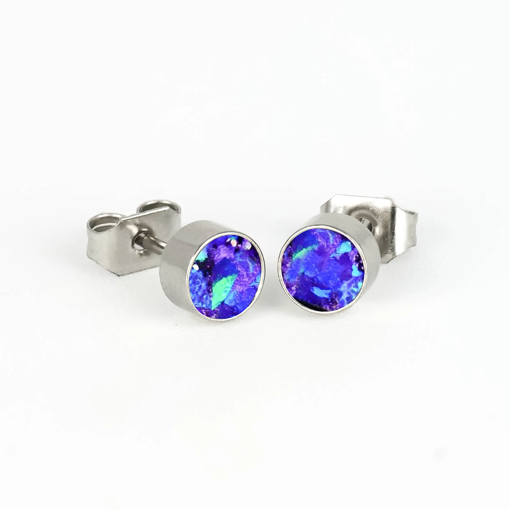 Round Lavender Opal Glowstone Earrings