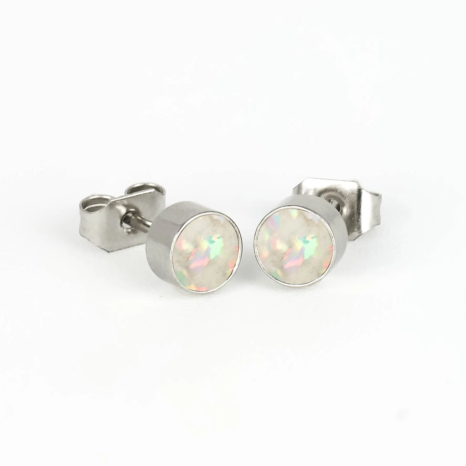 Round Pearl White Opal Glowstone Earrings