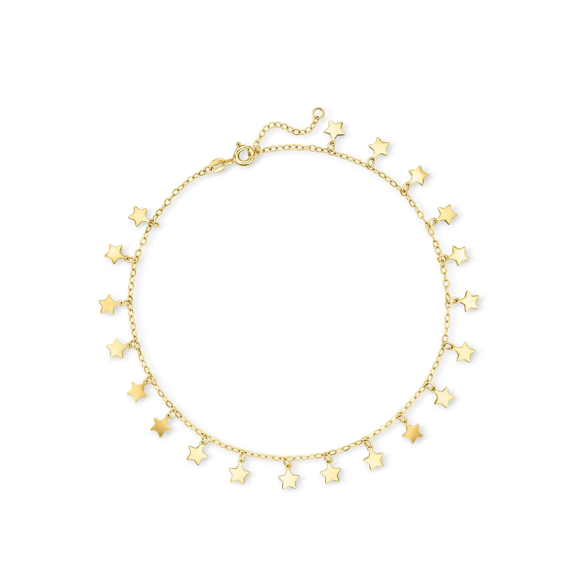 RS Pure by Ross-Simons Italian 14kt Yellow Gold Star Station Anklet