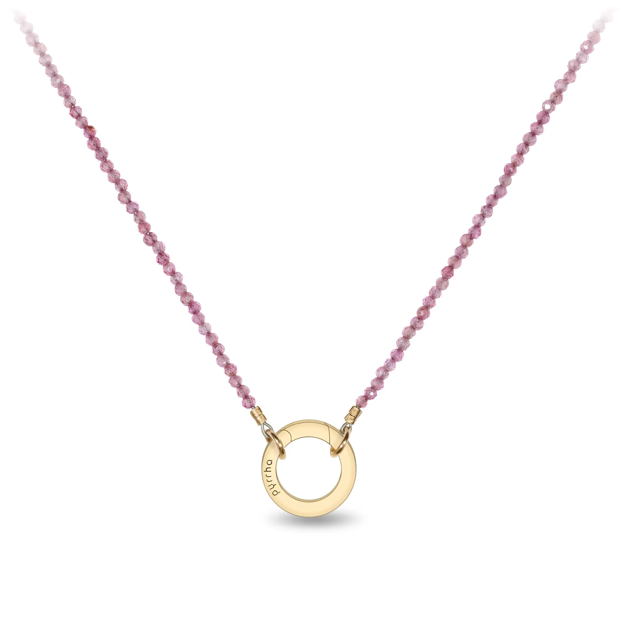 Ruby 14K Gold Faceted Stone Choker with Talisman Clip