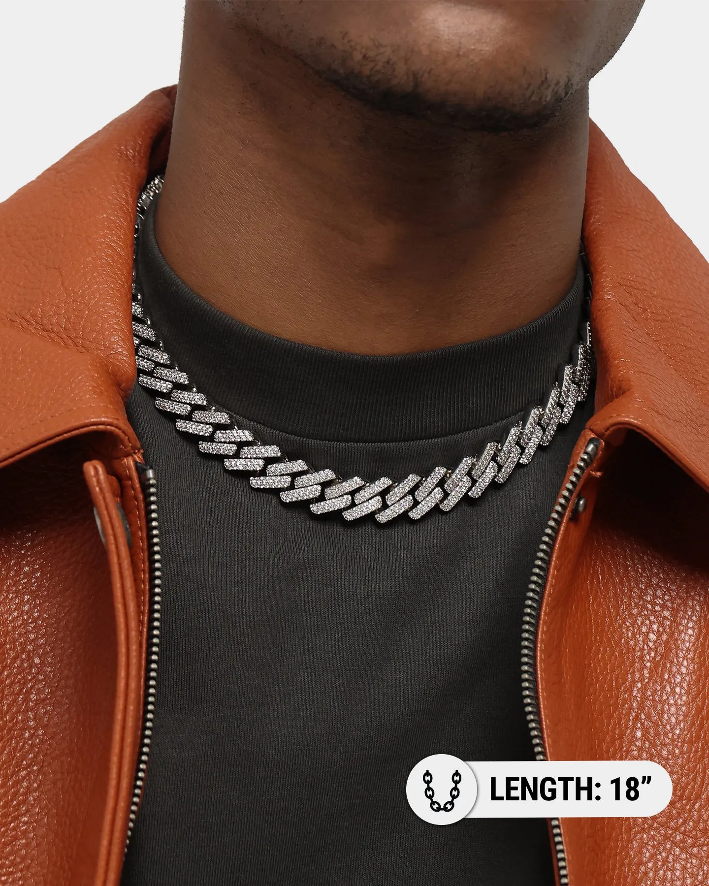 Saint Morta 18" Interlink Necklace Iced White Gold