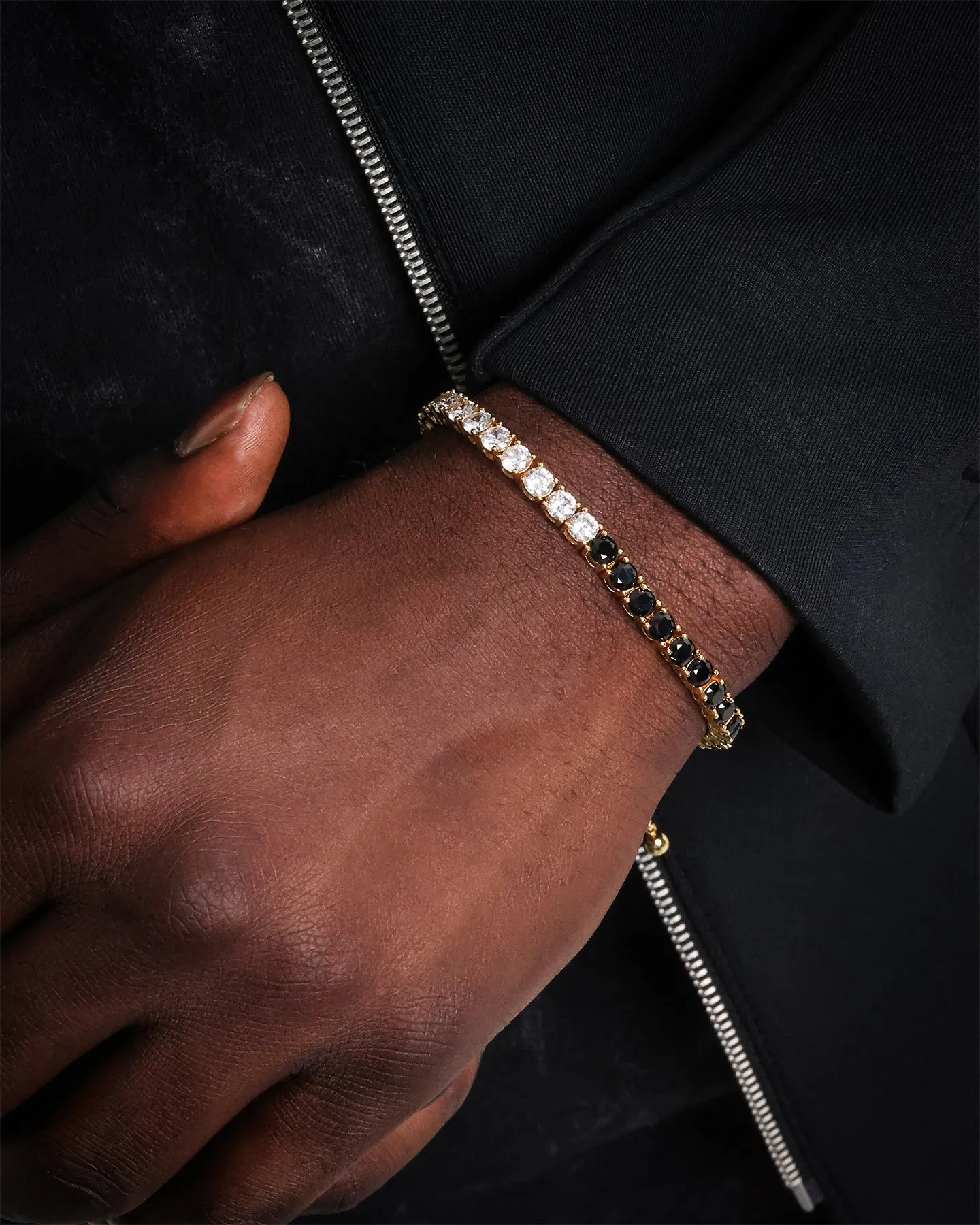 Saint Morta Adjustable Statement Bracelet Gold/Iced Gold/Black