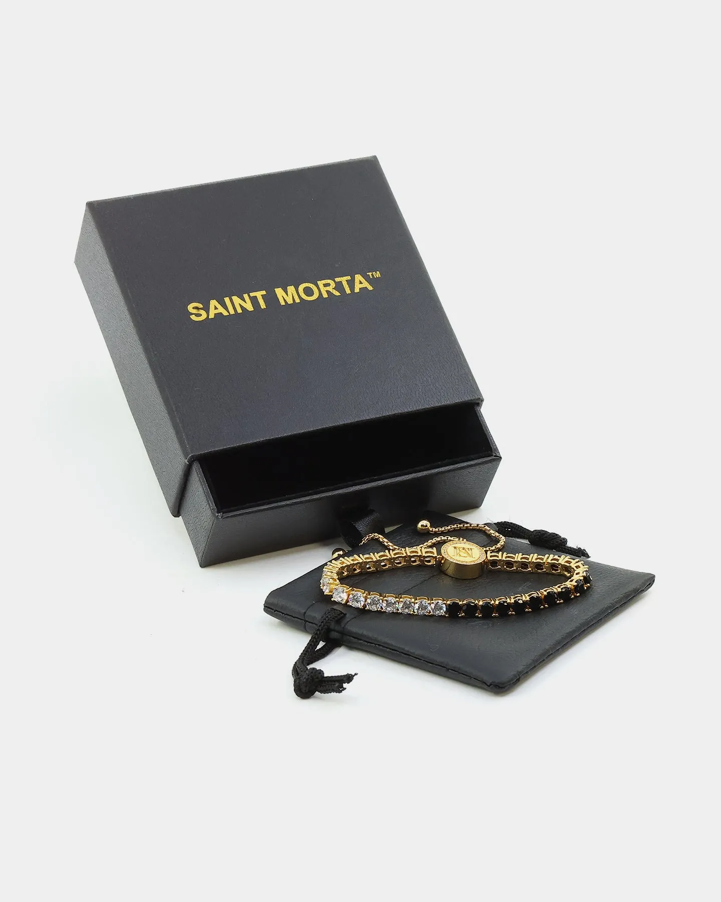 Saint Morta Adjustable Statement Bracelet Gold/Iced Gold/Black