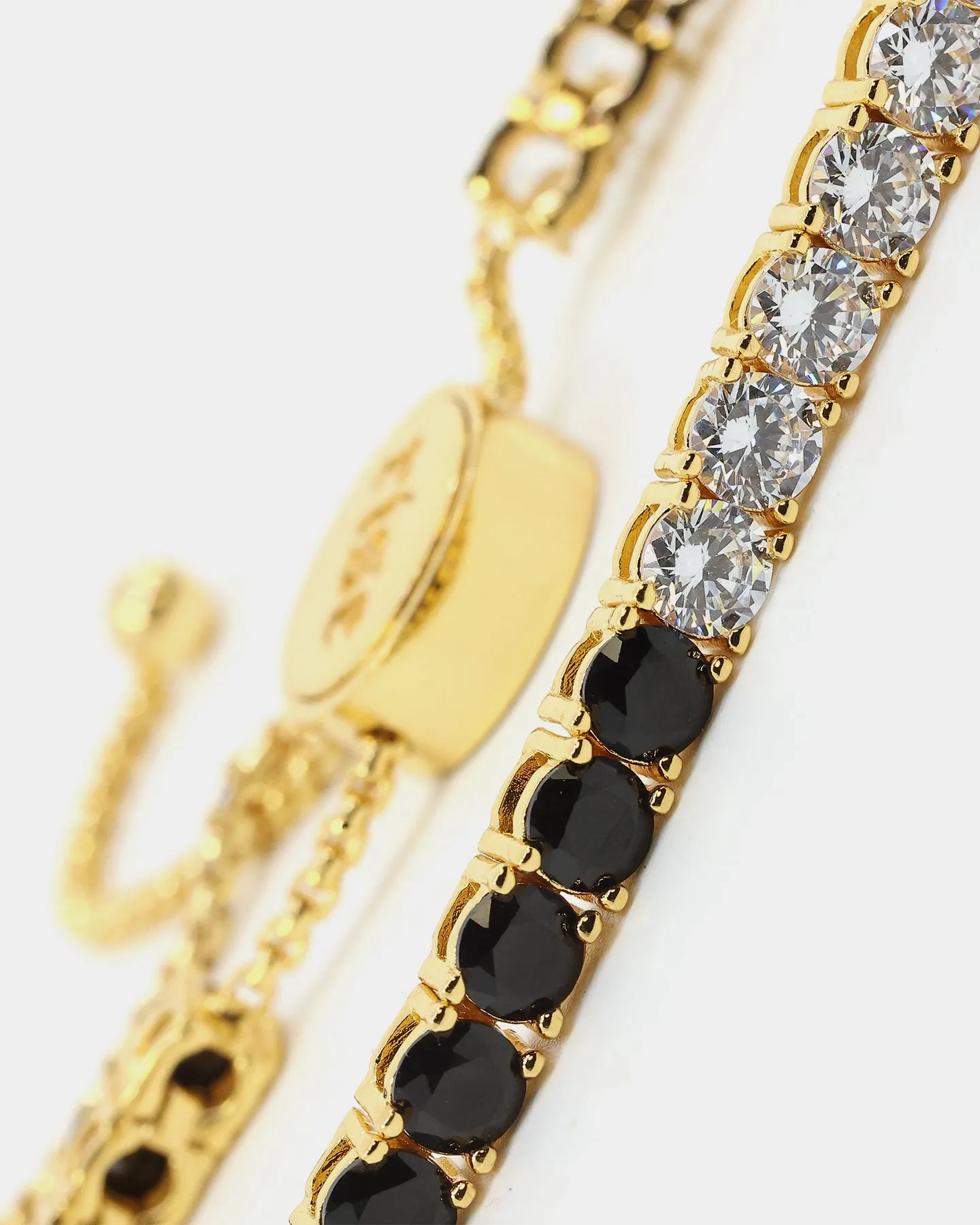 Saint Morta Adjustable Statement Bracelet Gold/Iced Gold/Black