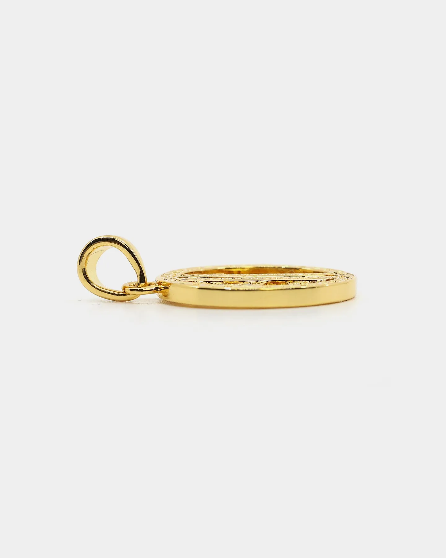 Saint Morta $$$ Circle Pendant Iced Gold