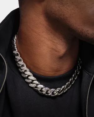 Saint Morta Iced Patch Cuban Necklace Iced White Gold