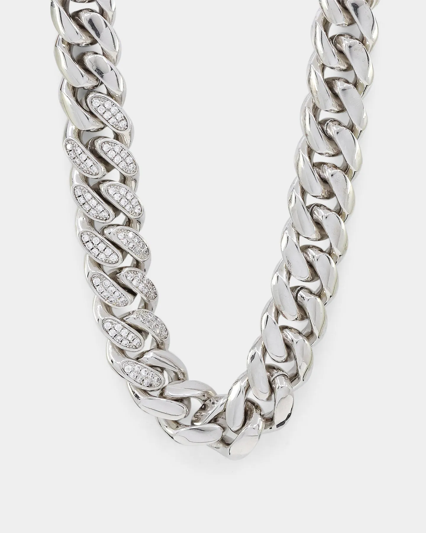 Saint Morta Iced Patch Cuban Necklace Iced White Gold