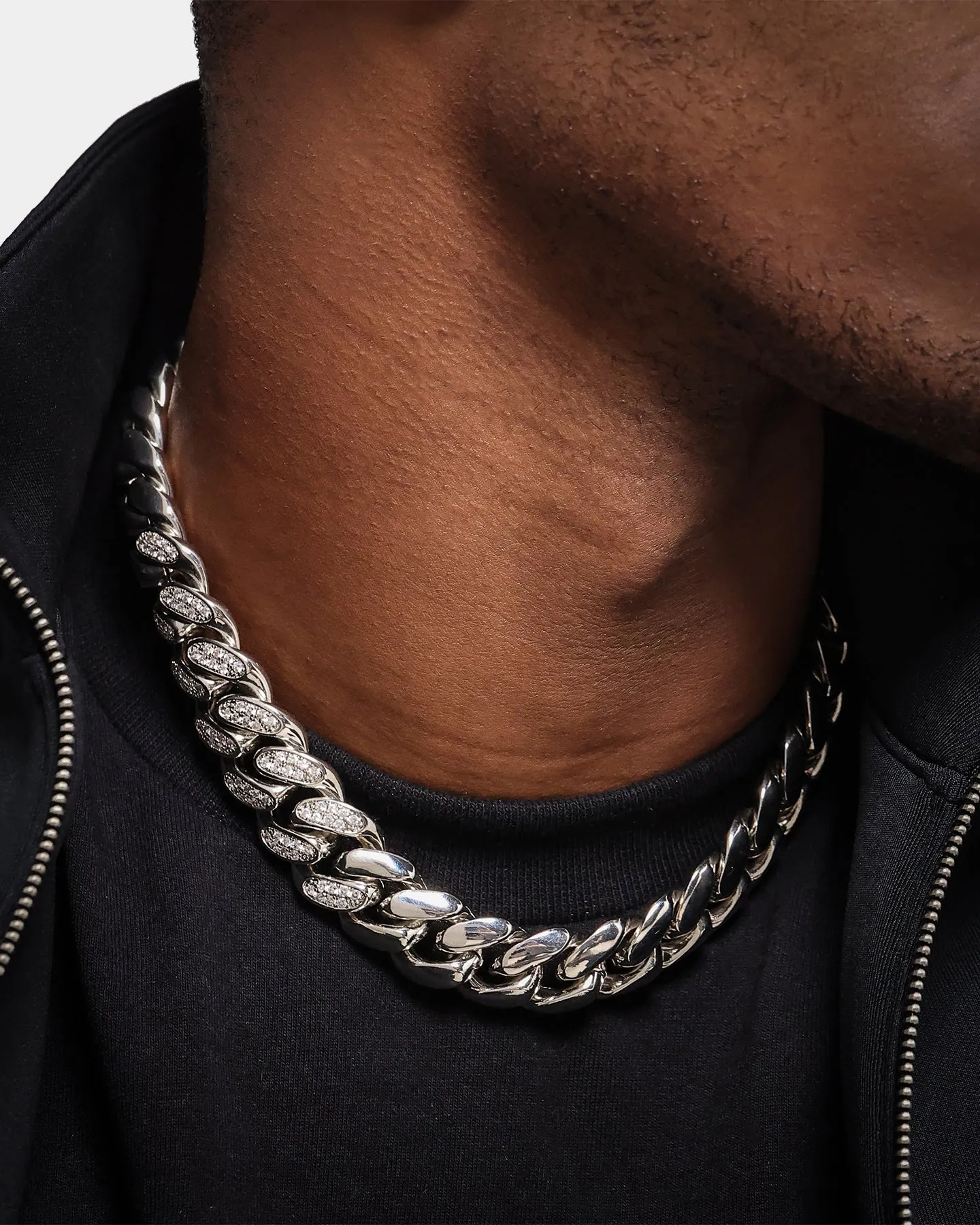 Saint Morta Iced Patch Cuban Necklace Iced White Gold
