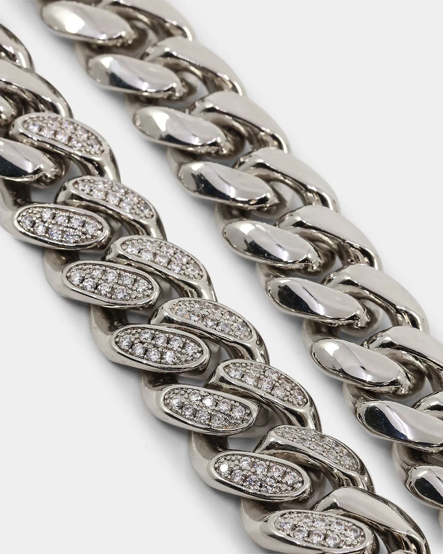 Saint Morta Iced Patch Cuban Necklace Iced White Gold