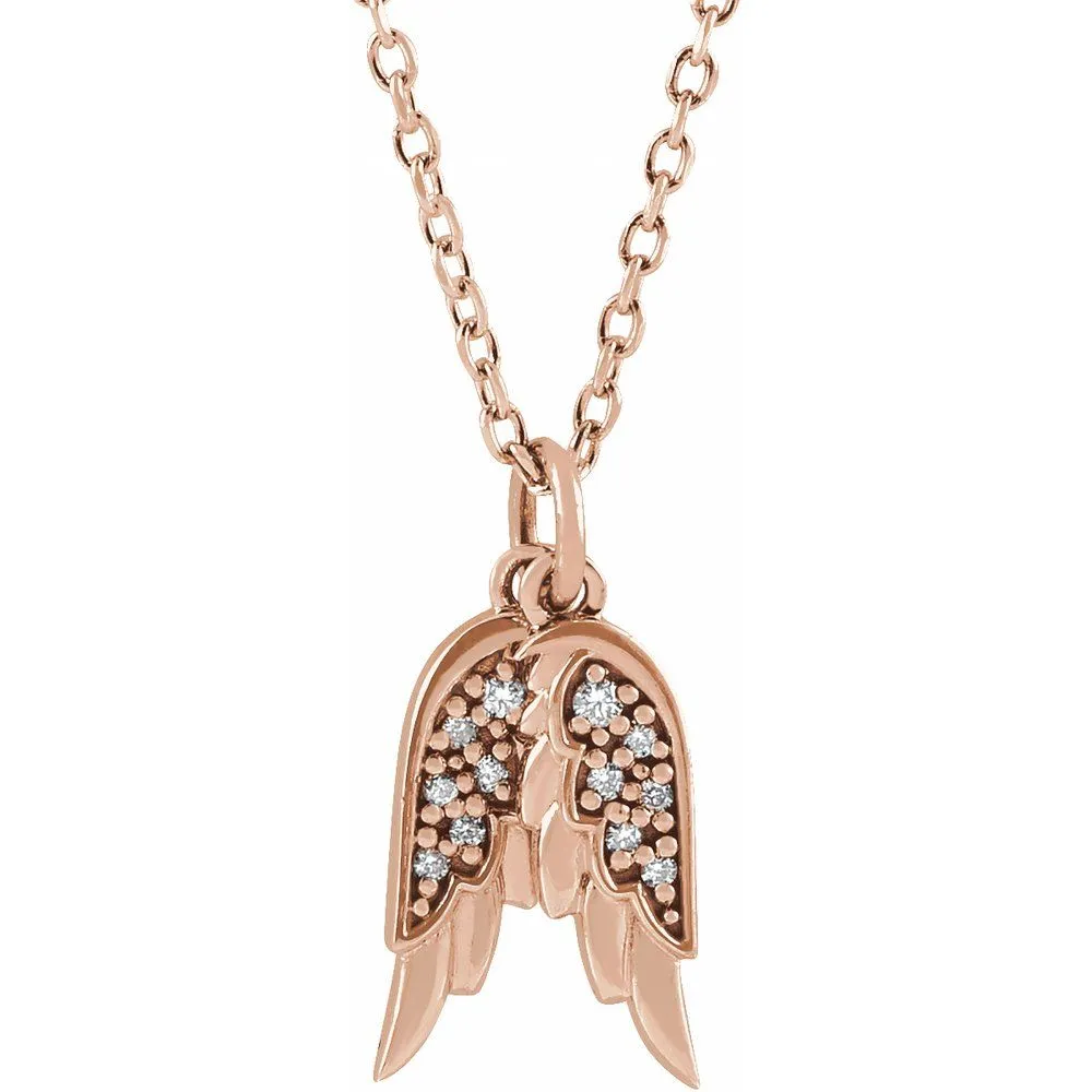 Silver .03 CTW Natural Diamond Angel Wings Pendant