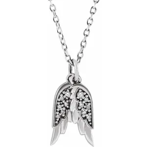 Silver .03 CTW Natural Diamond Angel Wings Pendant