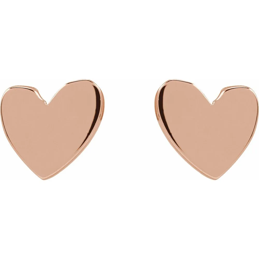 Silver 6mm Asymmetrical Heart Earrings