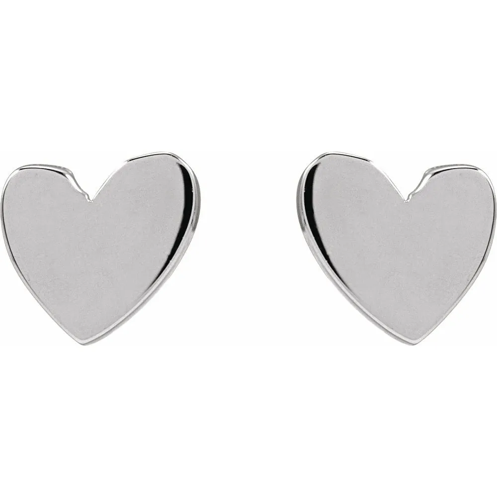 Silver 6mm Asymmetrical Heart Earrings
