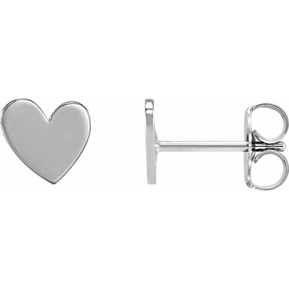 Silver 6mm Asymmetrical Heart Earrings