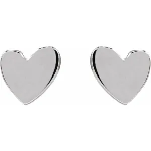 Silver 6mm Asymmetrical Heart Earrings