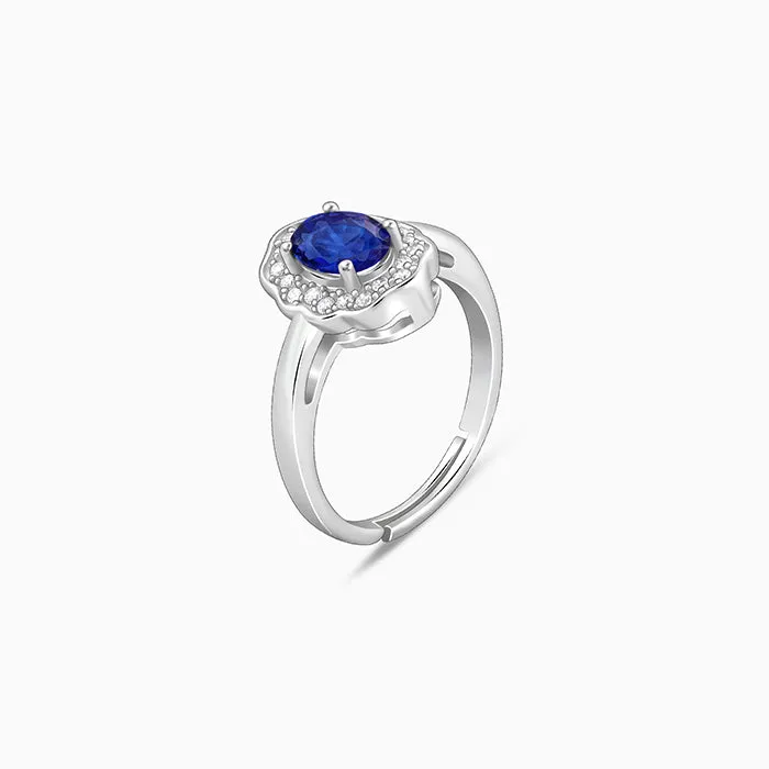 Silver Blue Oval Ring Giva