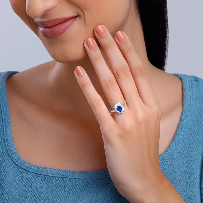 Silver Blue Oval Ring Giva
