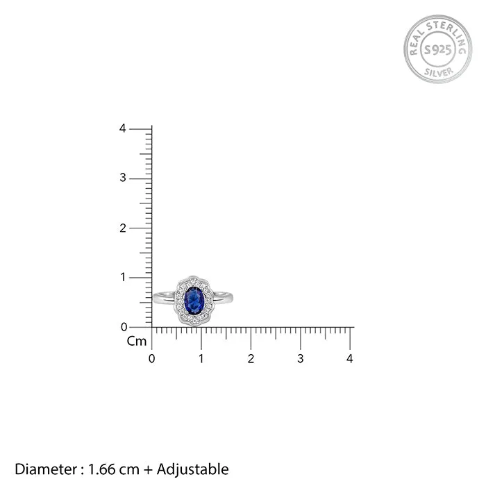 Silver Blue Oval Ring Giva