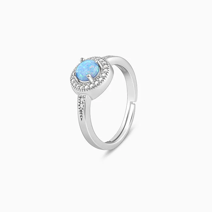 Silver Circular Opal Ring Giva