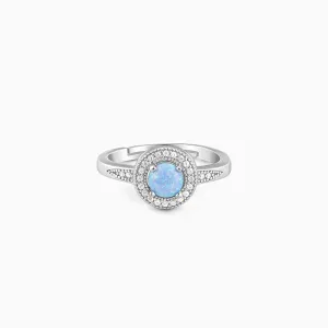 Silver Circular Opal Ring Giva