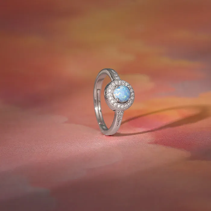 Silver Circular Opal Ring Giva