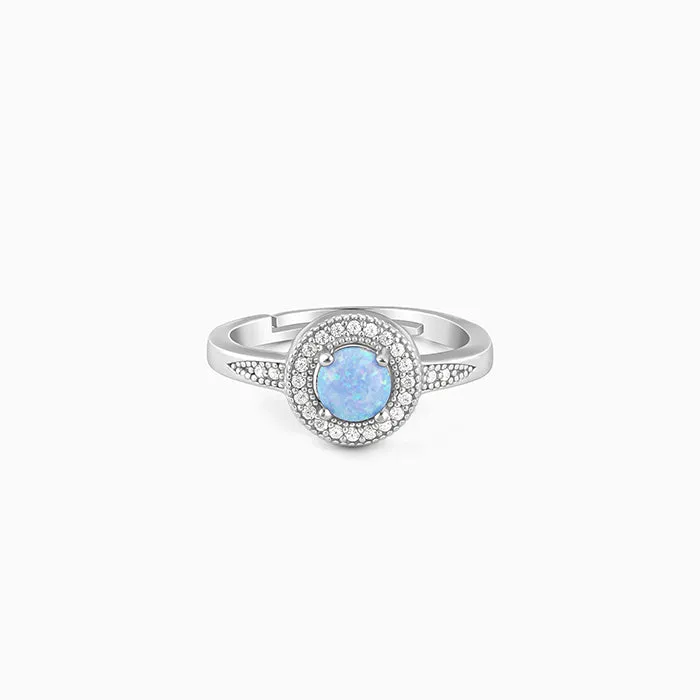 Silver Circular Opal Ring Giva