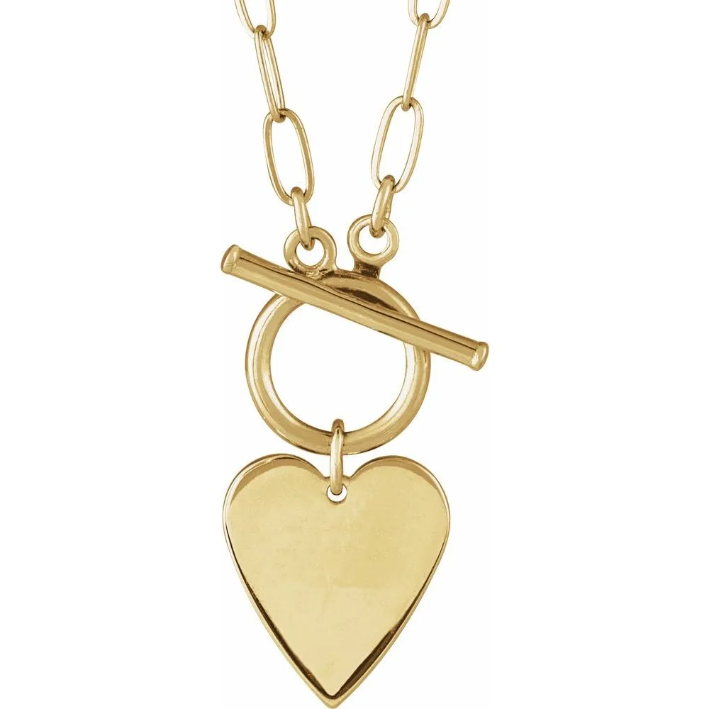 Silver Engraveable Heart Toggle Necklace