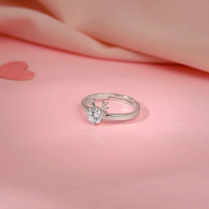 Silver Fawn Heart Ring Giva