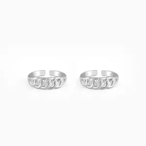 Silver Flowing Links Toe Rings Giva