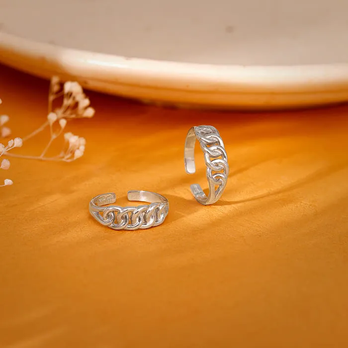 Silver Flowing Links Toe Rings Giva