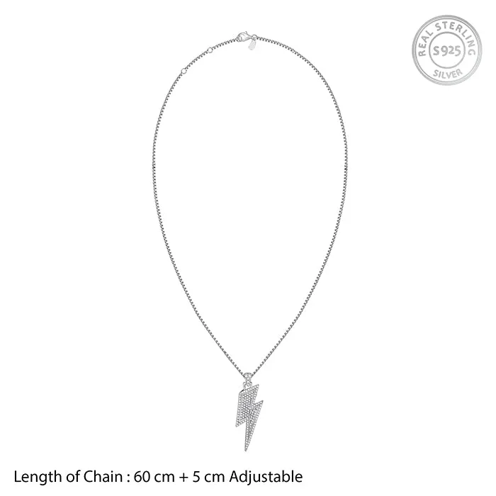 Silver Lightning Pendant With Box Chain For Him Giva