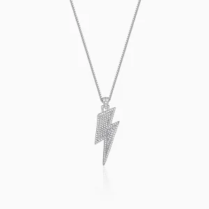 Silver Lightning Pendant With Box Chain For Him Giva