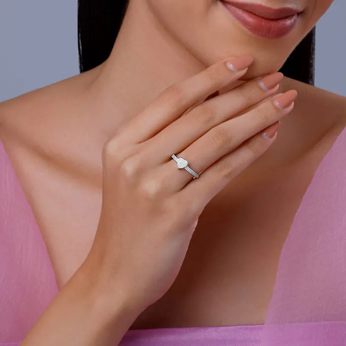 Silver Opal Heart Ring Giva