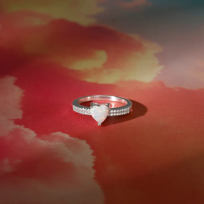 Silver Opal Heart Ring Giva