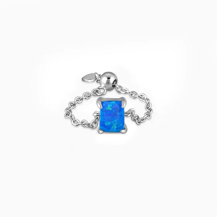 Silver Opal Rectangle Chain Ring Giva