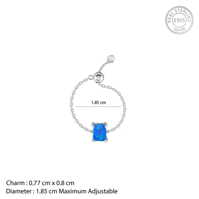 Silver Opal Rectangle Chain Ring Giva