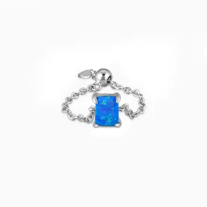Silver Opal Rectangle Chain Ring Giva