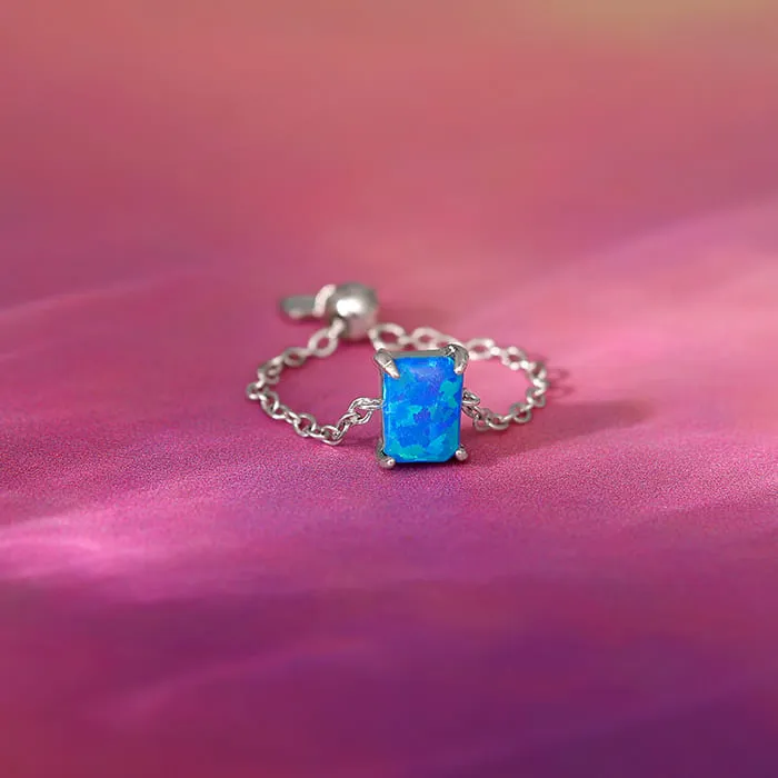 Silver Opal Rectangle Chain Ring Giva